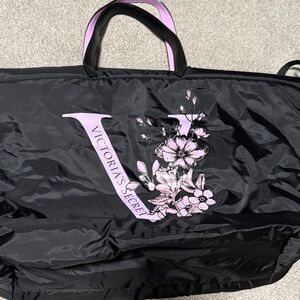 Victoria's Secret Black Bag with Pink Floral Design